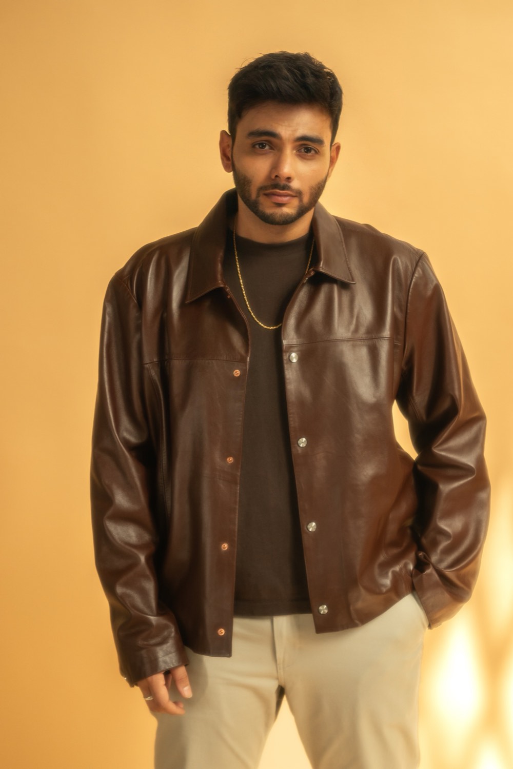 Portrait of Zeek in a leather jacket